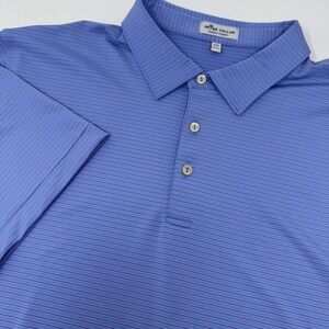 Peter Millar Polo Shirt Mens 2XL Blue Purple Striped Summer Comfort Golf XXL